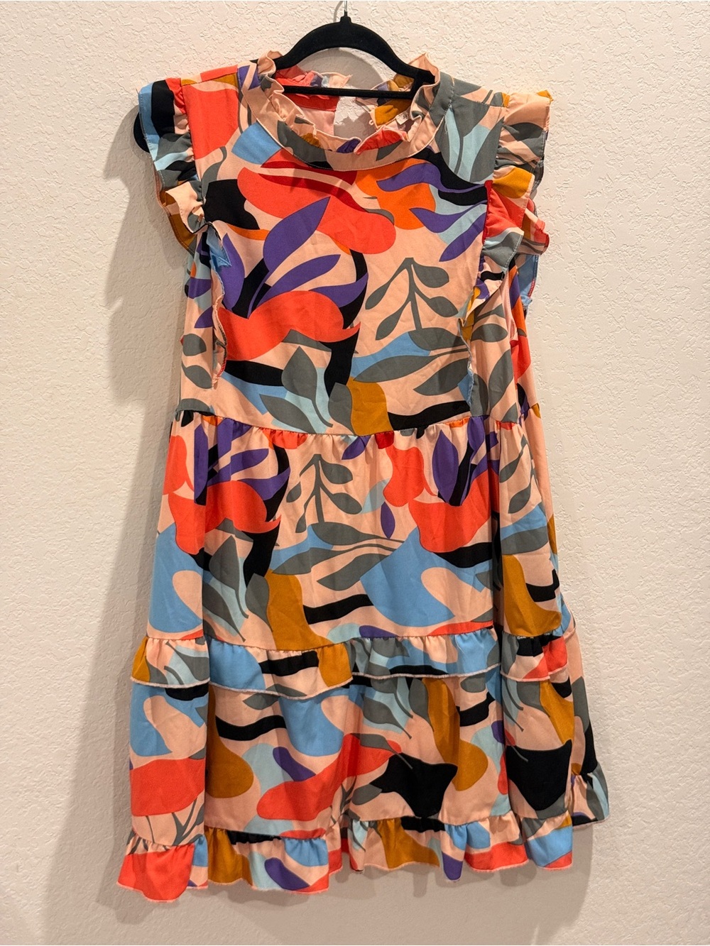 JODIFL Multicolor Ruffle Tiered Mini Dress - Coral, Blue, Mustard, Black